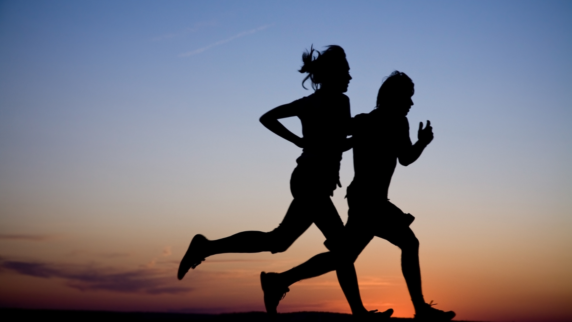 Athletes running and training